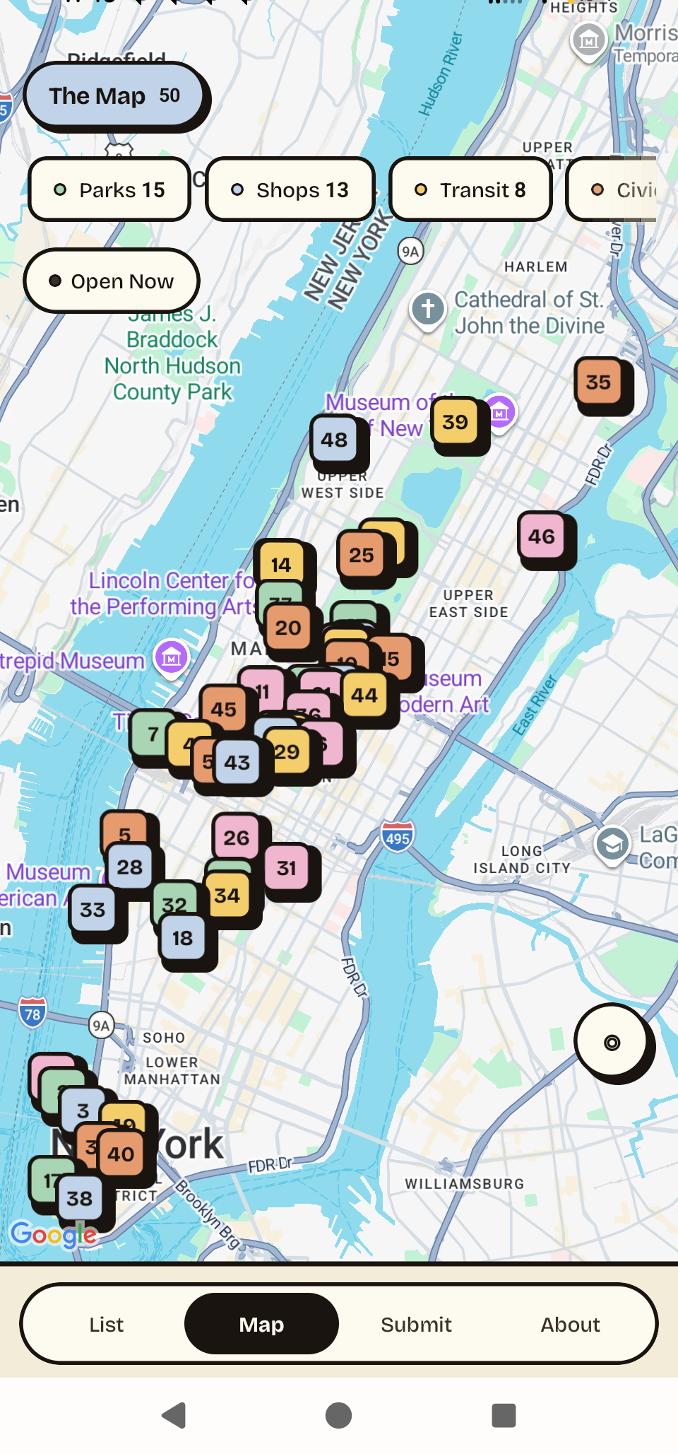 Flush 50 map view