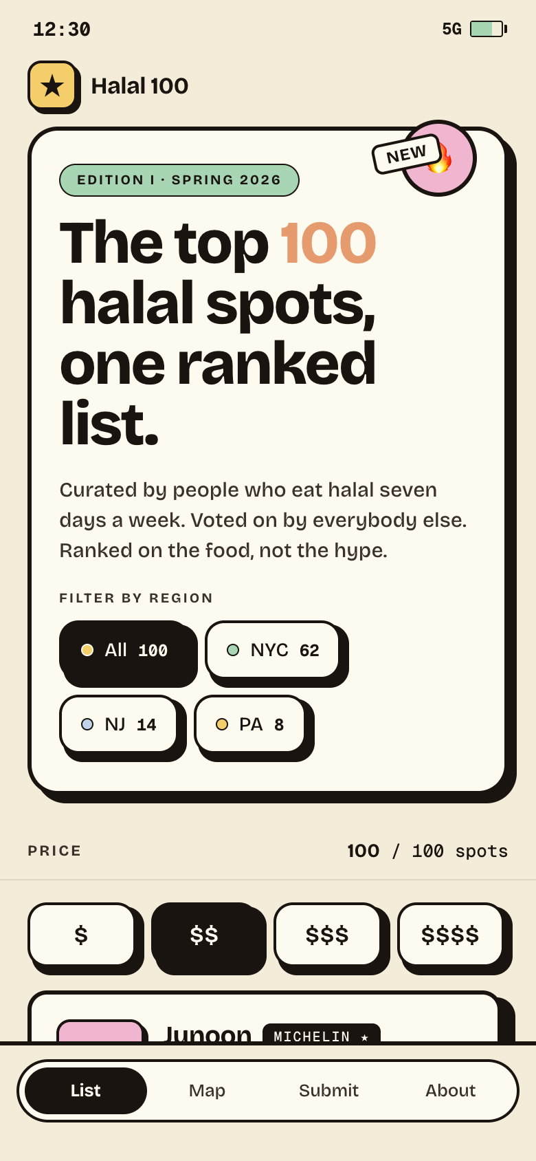 Halal 100 home screen